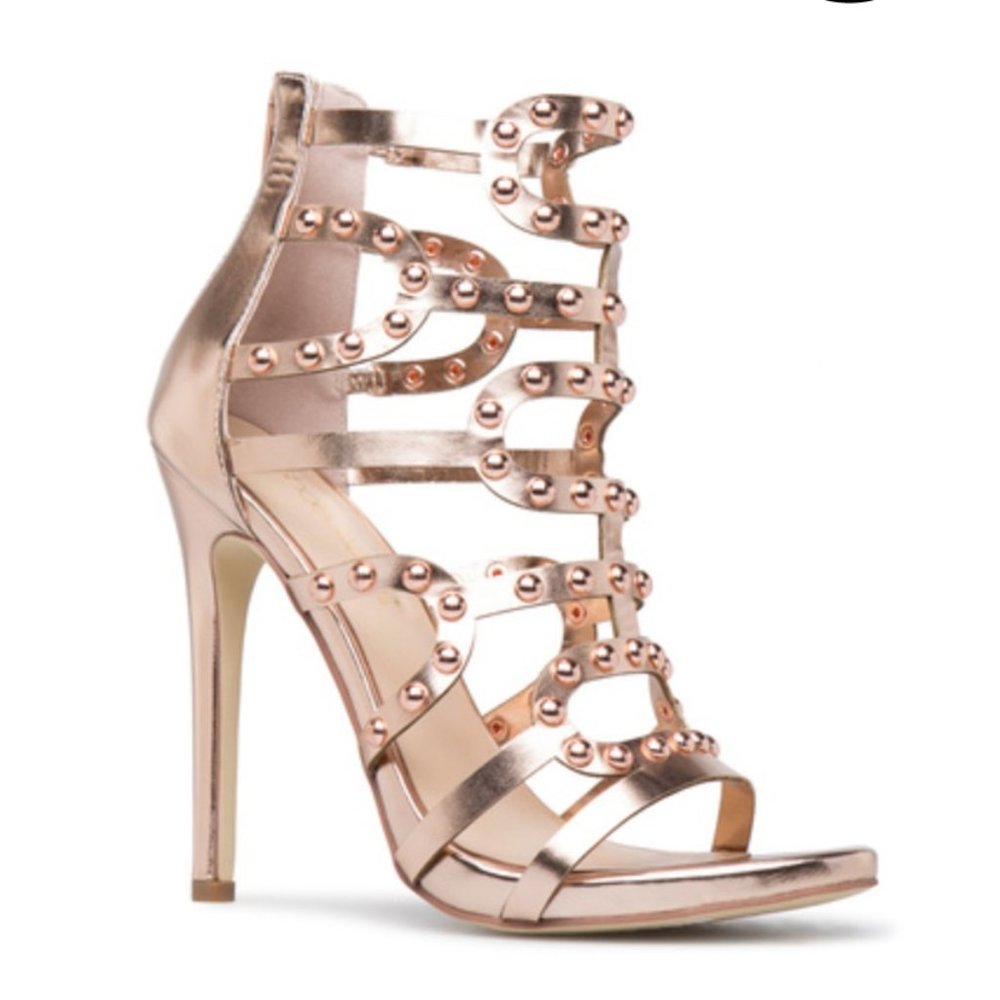 Rose Gold Studded Stiletto Sandal